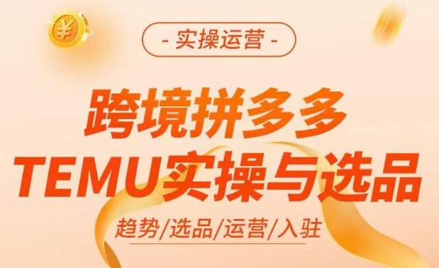 跨境拼多多TEMU实操与选品，​掌握平台运营方法技巧，选品避坑12条标准，爆款的底层思路等-新手副业项目