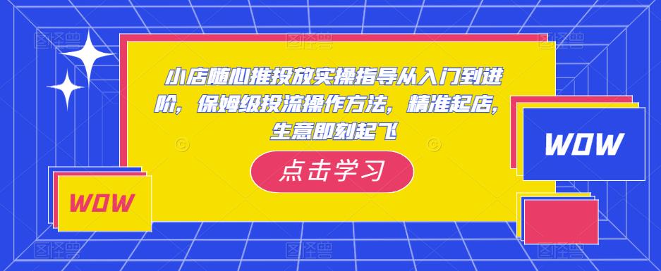 小店随心推投放实操指导从入门到进阶,保姆级投流操作方法,精准起店,生意即刻起飞-新手副业项目
