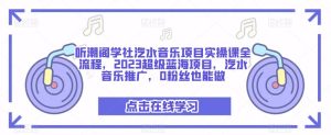 听潮阁学社汽水音乐项目实操课全流程,2023超级蓝海项目,汽水音乐推广,0粉丝也能做-新手副业项目