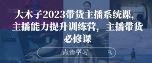 大木子2023带货主播系统课，主播能力提升训练营，主播带货必修课-新手副业项目