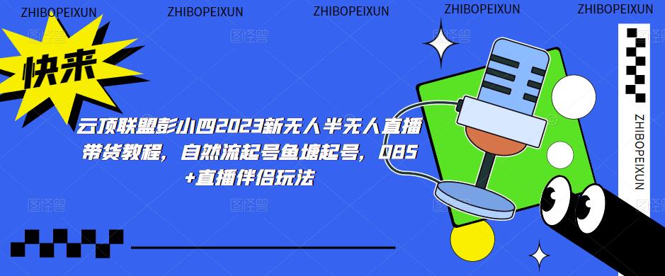 云顶联盟彭小四2023新无人半无人直播带货教程，自然流起号鱼塘起号，OBS+直播伴侣玩法-新手副业项目