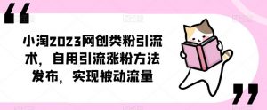 ​小淘2023网创类粉引流术，自用引流涨粉方法发布，实现被动流量-新手副业项目