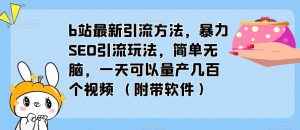 b站最新引流方法，暴力SEO引流玩法，简单无脑，一天可以量产几百个视频（附带软件）-新手副业项目