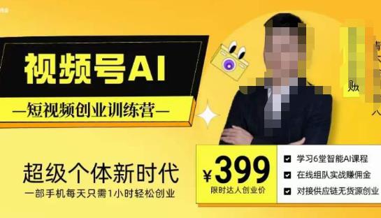 视频号AI短视频创业训练营，超级个体新时代，一部手机每天只需1小时轻松创业-新手副业项目