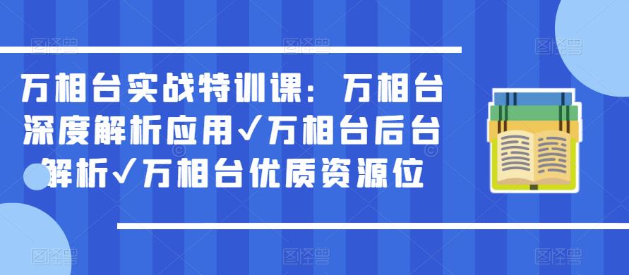 万相台实战特训课：万相台深度解析应用✔万相台后台解析✔万相台优质资源位-新手副业项目