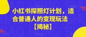 小红书探照灯计划，适合普通人的变现玩法【揭秘】-新手副业项目