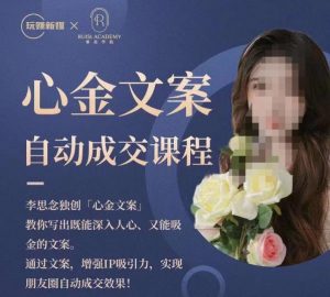 心金文案自动成交课程，教你写出既能深入人心又能吸金的文案，实现朋友圈自动成交效果-新手副业项目
