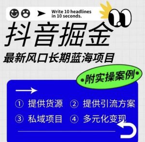 抖音掘金最新风口，长期蓝海项目，日入无上限（附实操案例）【揭秘】-新手副业项目