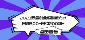 2023最全创业粉引流方式日赚300+日引粉200+【揭秘】-新手副业项目