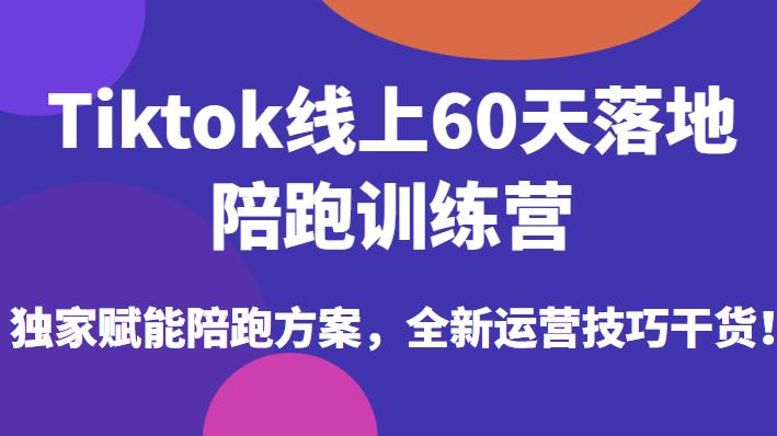 Tiktok线上60天落地陪跑训练营,独家赋能陪跑方案,全新运营技巧干货-新手副业项目