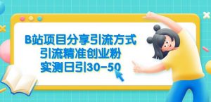 B站项目分享引流方式，引流精准创业粉，实测日引30-50【揭秘】-新手副业项目