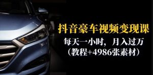 抖音豪车视频变现分享课：每天一小时，月入过万（教程+4986张素材）-新手副业项目