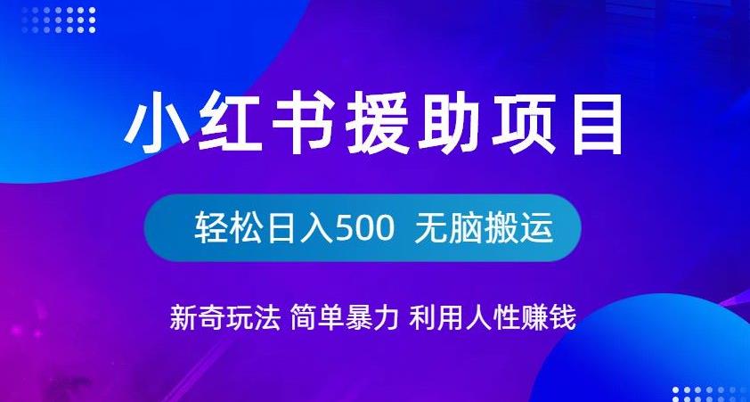 小红书援助项目新奇玩法，简单暴力，无脑搬运轻松日入500【揭秘】-新手副业项目