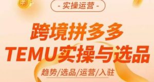 伍跃·跨境拼多多TEMU实操与选品，​趋势/选品/运营/入住（27节完整）-新手副业项目