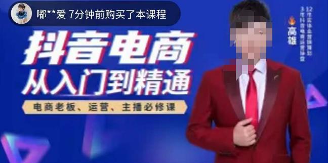 高雄哥·抖音电商从入门到精通，​从账号、流量、人货场、主播、店铺五个方面全面解析抖音电商核心逻辑-新手副业项目