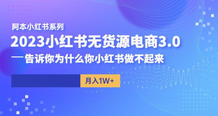 阿本小红书无货源电商3.0，告诉你为什么你小红书做不起来-新手副业项目