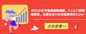 2023小红书电商视频课程，0-1入门保姆级教程，全盘玩法小白也能做到月入2w+-新手副业项目