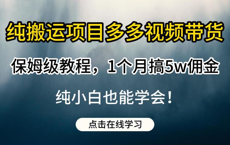 纯搬运项目多多视频带货保姆级教程，1个月搞5w佣金，纯小白也能学会【揭秘】-新手副业项目