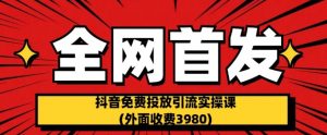 全网首发：抖音免费投放引流实操课(外面收费3980)【揭秘】-新手副业项目