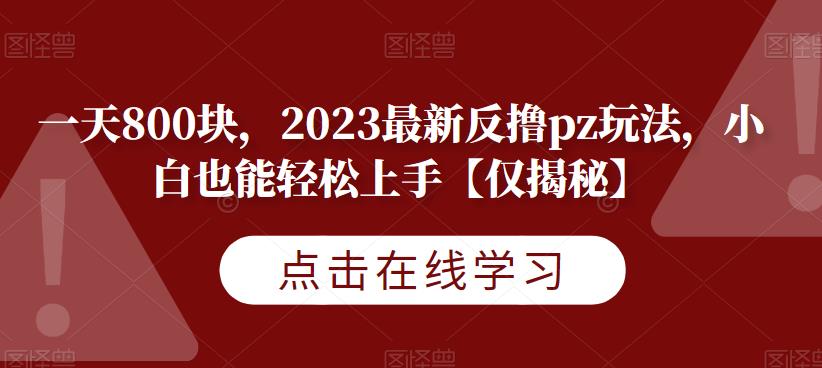 一天800块，2023最新反撸pz玩法，小白也能轻松上手【仅揭秘】-新手副业项目