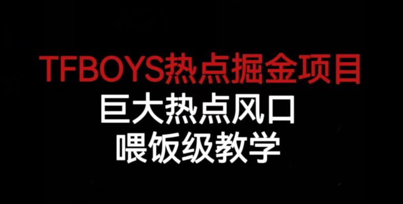 TFBOYS热点掘金项目，巨大热点风口，喂饭级教学-新手副业项目