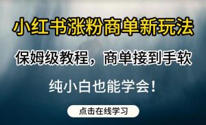 小红书涨粉商单新玩法，保姆级教程，商单接到手软，纯小白也能学会【揭秘】-新手副业项目