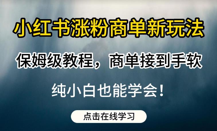 小红书涨粉商单新玩法，保姆级教程，商单接到手软，纯小白也能学会【揭秘】-新手副业项目