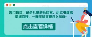 冷门项目，记录儿童成长档案，小红书虚拟资源变现，一部手机实现日入300+【揭秘】-新手副业项目