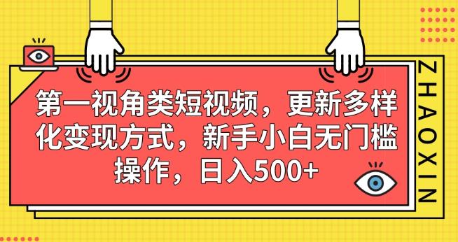 第一视角类短视频，更新多样化变现方式，新手小白无门槛操作，日入500+【揭秘】-新手副业项目