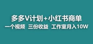 【蓝海项目】多多v计划+小红书商单一个视频三份收益工作室月入10w-新手副业项目