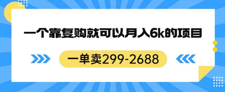 一单卖299-2688，一个靠复购就可以月入6k的暴利项目【揭秘】-新手副业项目