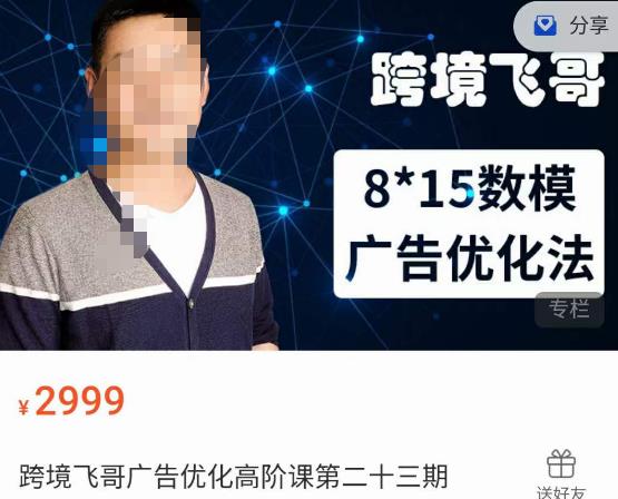 跨境飞哥·广告优化高阶课第二十三期，​8*15数模广告优化法，用数据驱动决策-新手副业项目