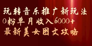 玩转音乐推广新玩法，0粉单月收入6000+，最新美女图文攻略【揭秘】-新手副业项目