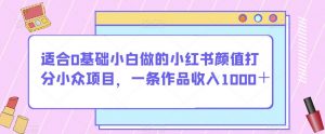 适合0基础小白做的小红书颜值打分小众项目,一条作品收入1000+【揭秘】-新手副业项目