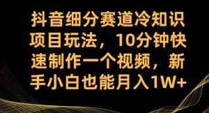 抖音细分赛道冷知识项目玩法,10分钟快速制作一个视频,新手小白也能月入1W+【揭秘】-新手副业项目