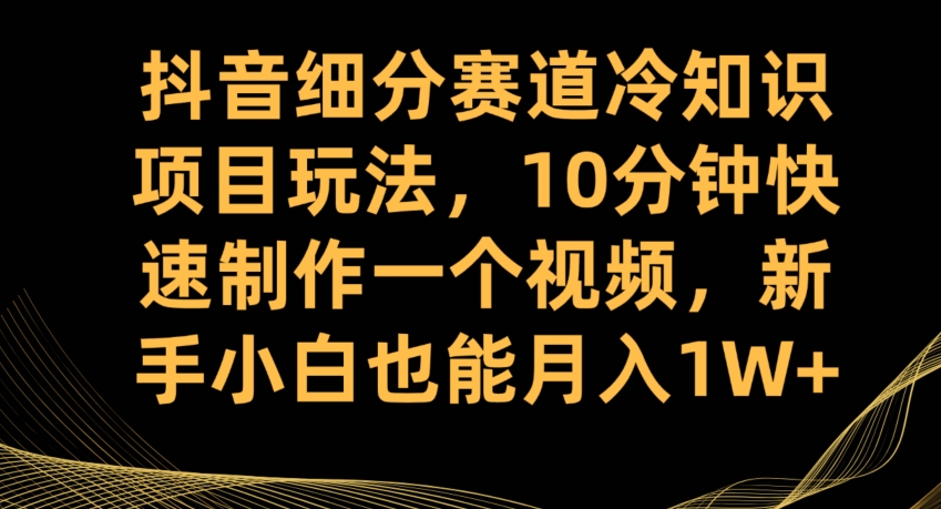 抖音细分赛道冷知识项目玩法，10分钟快速制作一个视频，新手小白也能月入1W+【揭秘】-新手副业项目