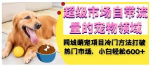 超级市场自带流量的宠物领域，同城萌宠项目冷门方法打破热门市场，小白轻松600+-新手副业项目