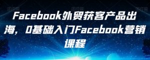 Facebook外贸获客产品出海，0基础入门Facebook营销课程-新手副业项目