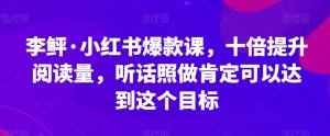 李鲆·小红书爆款课，十倍提升阅读量，听话照做肯定可以达到这个目标-新手副业项目