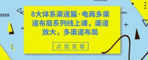 8大体系渠道篇·电商多渠道布局系列线上课，渠道放大，多渠道布局-新手副业项目