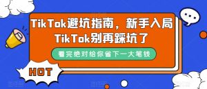 TikTok避坑指南，新手入局TikTok别再踩坑了-新手副业项目