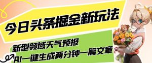 今日头条掘金新玩法，关于新型领域天气预报，AI一键生成两分钟一篇文章，复制粘贴轻松月入5000+-新手副业项目