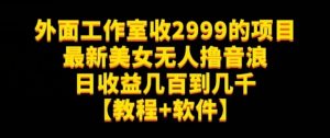 外面工作室收2999的项目最新美女无人撸音浪日收益几百到几千【教程+软件】（仅揭秘）-新手副业项目
