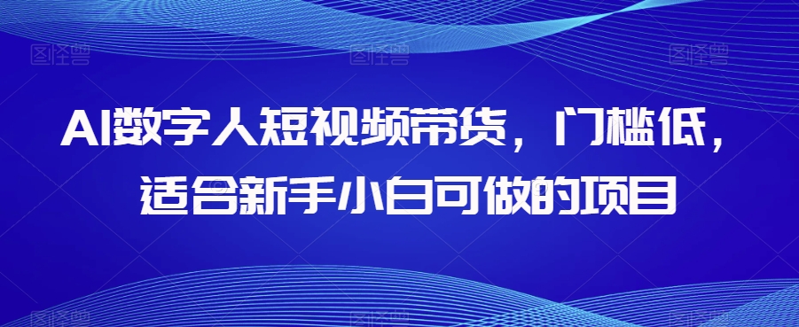AI数字人短视频带货，门槛低，适合新手小白可做的项目-新手副业项目