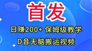 首发，抖音无脑搬运视频，日赚200+保姆级教学【揭秘】-新手副业项目