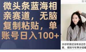 微头条蓝海相亲赛道,无脑复制粘贴,单账号日入100+-新手副业项目