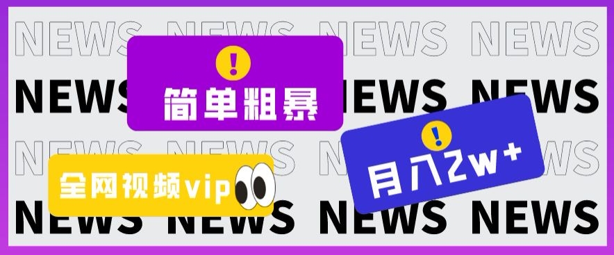简单粗暴零成本，高回报，全网视频VIP掘金项目，月入2万＋【揭秘】-新手副业项目