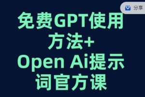 免费GPT+OPEN AI提示词官方课-新手副业项目