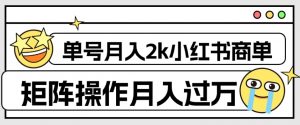 外面收费1980的小红书商单保姆级教程,单号月入2k,矩阵操作轻松月入过万-新手副业项目