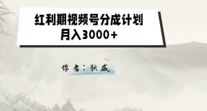 外面收费1980的红利期视频号分成计划2.0版本教学【揭秘】-新手副业项目